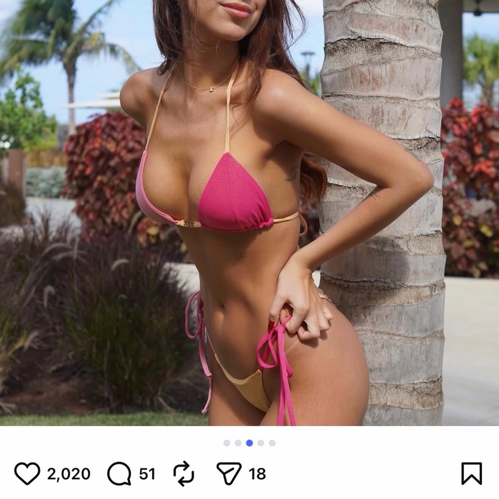 Capittana Andrea Pink Bikini Set -M top L Brazilian bottom